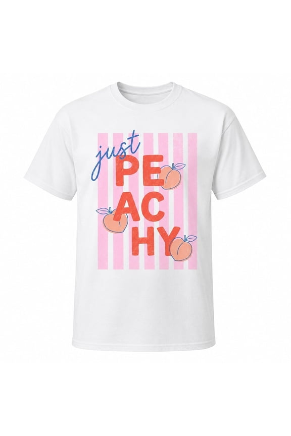 Just Peachy Graphic T-Shirt, Retro Peach Fruit Tee, Unisex Classic Fit