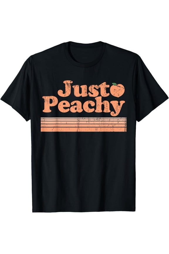 Just Peachy Retro 70s Georgia Peaches Summer Fruit T-Shirt mens t shirt,black,women,funny,misfits,men,journey,t-shirt