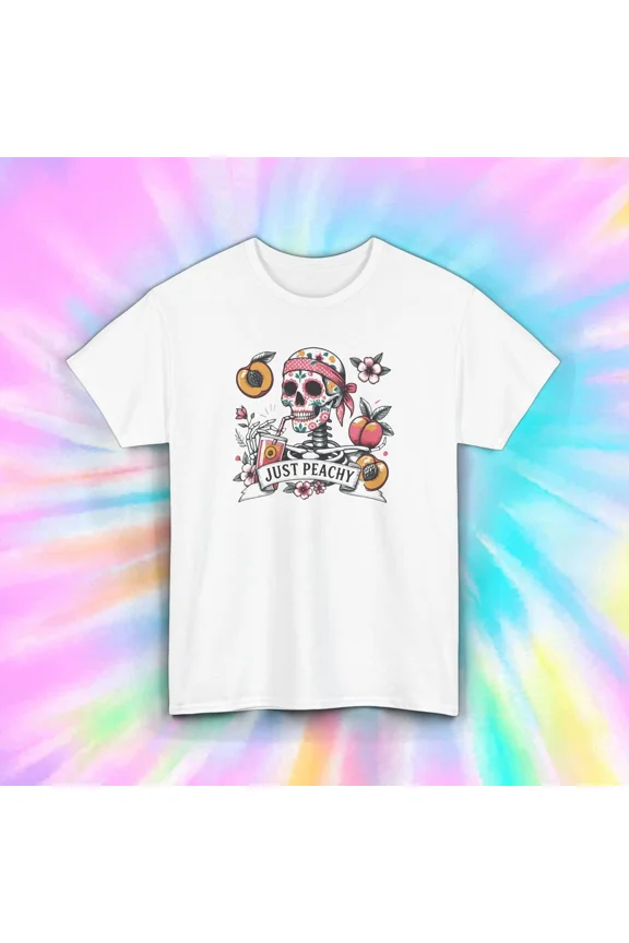 Just Peachy Sugar Floral Cute Fruit Lover Summery Fun Parody Graphic Unisex T-Shirt, up to size 5XL