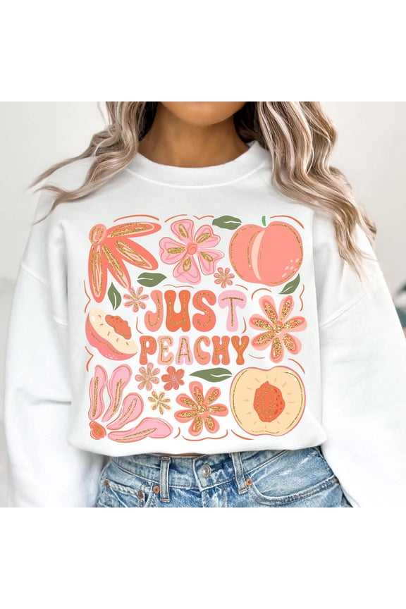Just Peachy Sweatshirt, Preppy Floral Peach Sweatshirt, Summer Peach Sweatshirt, Coquette Summer Vibes Sweatshirt, Girly Summer Sweatshirt, Trendy Summer Sweatshirt