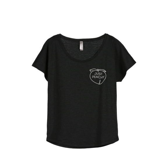Just Peachy Women's Fashion Slouchy Dolman T-Shirt Tee Heather Black Medium