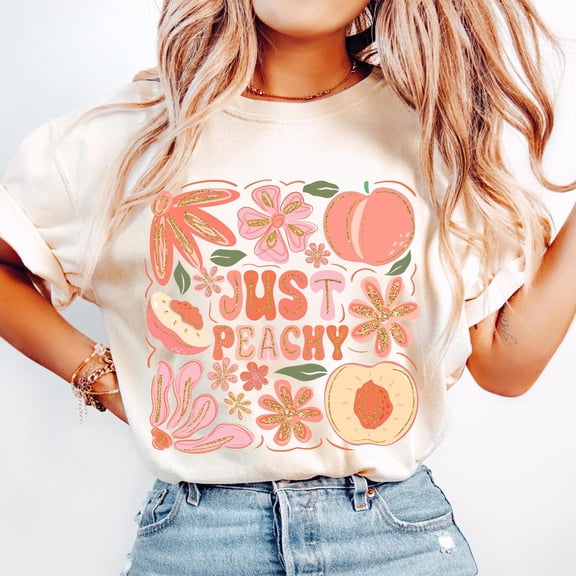 Just Peachy shirt, Preppy Floral Peach shirt, Summer Peach shirt, Coquette Summer Vibes shirt, Girly Summer shirt, Trendy Summer Shirt