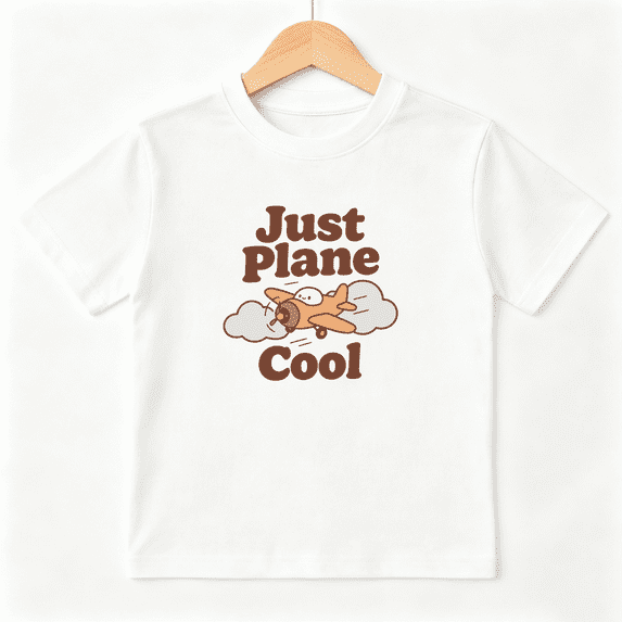 Just Plane Cool Airplane Cartoon Boys Graphic Tee, Funny Retro 100% Cotton Kids Short Sleeve T-Shirt 4-13Y