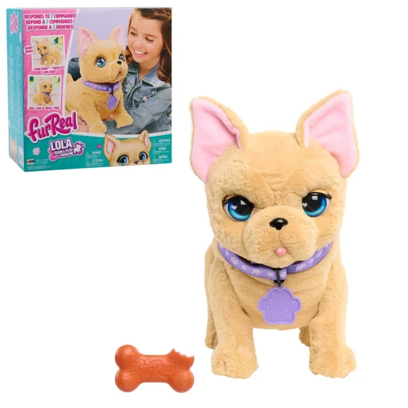 Just Play FurReal Train & Play Lola Frenchie, Brown French Bulldog