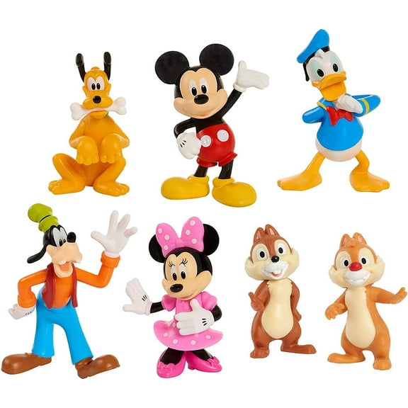 Disney Junior Mickey, Minnie, Donald, Goofy, Pluto, Chip & Dale Figure 7-Pack (Hassle Free Packaging)