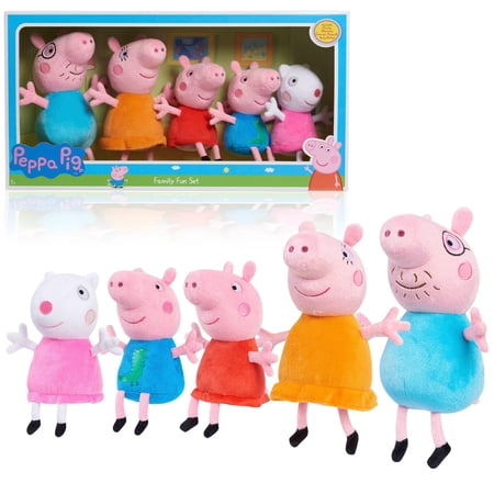 Just Play Peppa Pig Family Fun Plush Stuffed Animal 5 Pack, Peppa, Rabbit & More