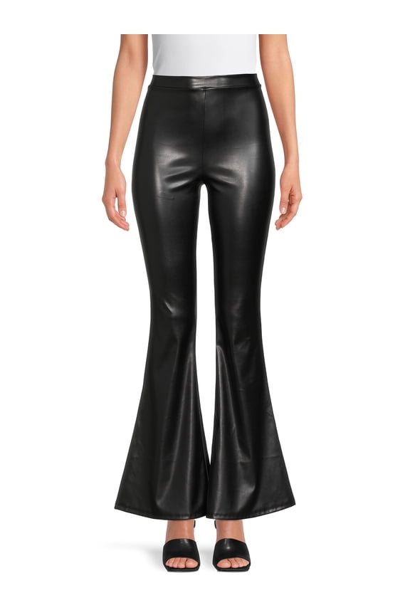 Junior' Faux Leather Flare Pants