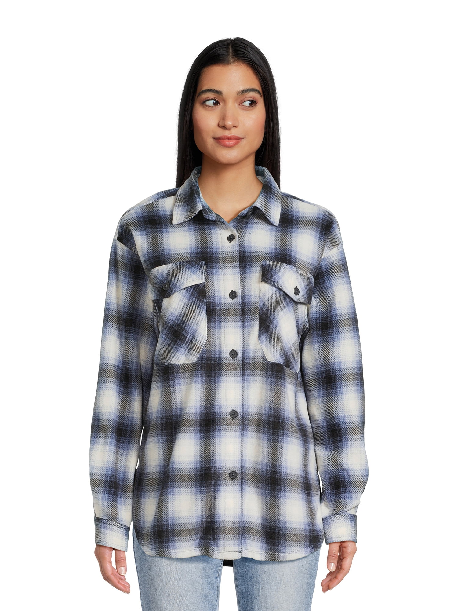 Just Polly Junior’s Plaid Top with Long Sleeves, Sizes S-XL - Walmart.com