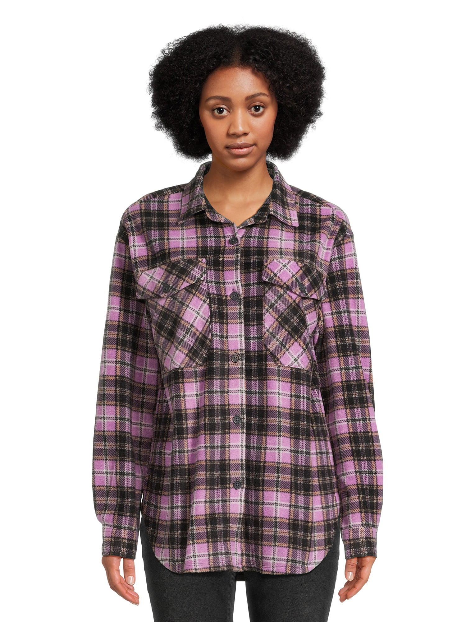 Just Polly Junior’s Plaid Top with Long Sleeves, Sizes S-XL - Walmart.com