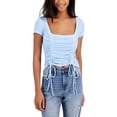 thumbnail image 1 of Just Polly Junior's Square Neck Ruched Top Blue Size Medium, 1 of 3