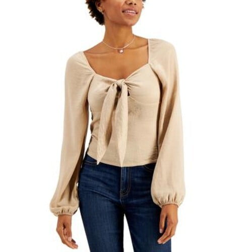 Just Polly Juniors' Tie-Front Top Nude Size Medium