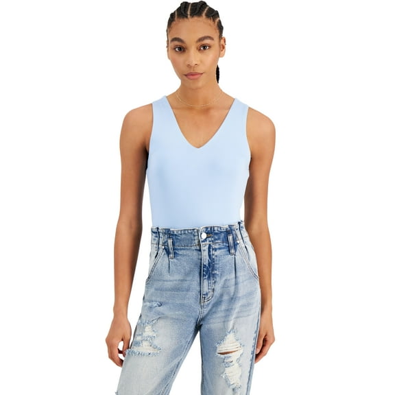 Just Polly Juniors' V-Neck Bodysuit Powder Blue L