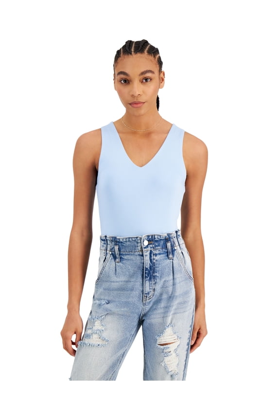Juniors' V-Neck Bodysuit Powder Blue L