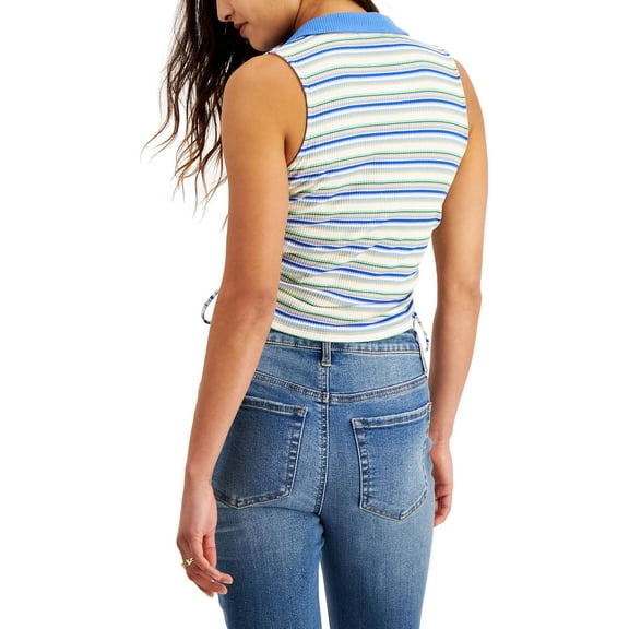 Just Polly Womens Collar V-Neck Side-string Tank Top
