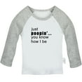 thumbnail image 1 of Just Poopin' You Know How I Be Funny T shirt For Baby, Newborn Babies T-shirts, Infant Tops, 0-24M Kids Graphic Tees Clothing (Long Gray Raglan T-shirt, 0-6 Months), 1 of 4