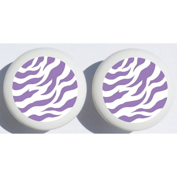 Just Purple Zebra Print Drawer Pulls  / Polka Dot Ceramic Cabinet Knobs / Safari Nursery Room Decor (Set of Two)