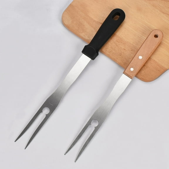 Bbq Fork Barbecue Fork Stainless Steel Meat Splitting Tool with Wooden Handle for Outdoor Grilling JASKFLY