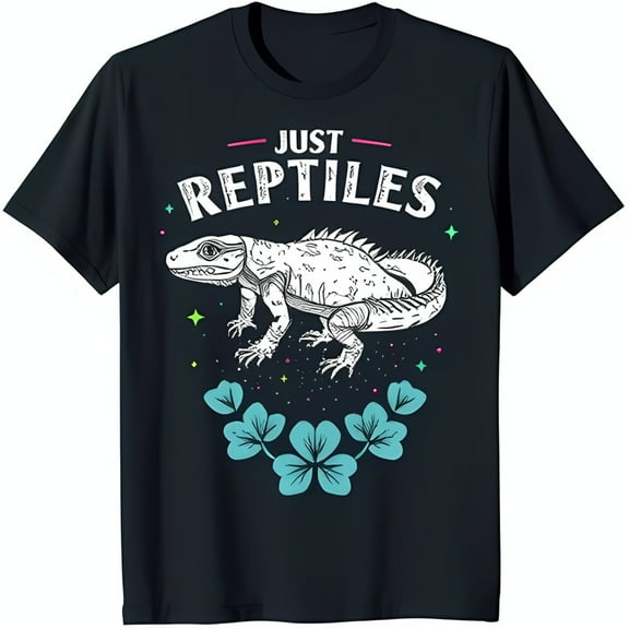 Just Reptiles Dark Blue T-Shirt with Design & Teal Shamrocks