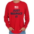 thumbnail image 1 of Just Respect It Colonial America Flag Plus Size Long Sleeve Graphic Tee Shirt Brisco Brands 2X, 1 of 6