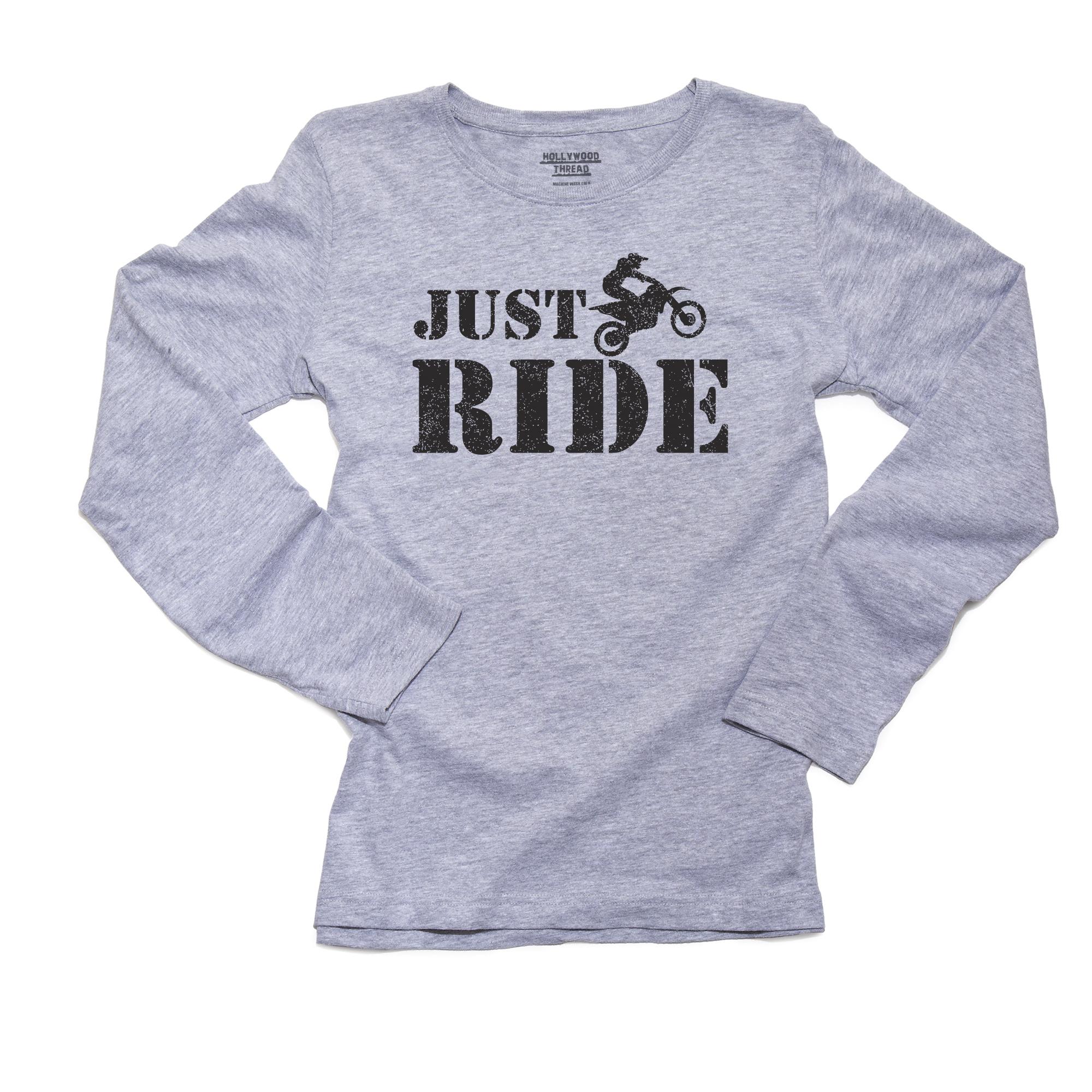 Just Ride Motocross Racing Bike Silhouette Women's Long Sleeve