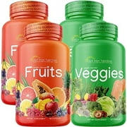 Just Ripe Nutrition Fruits and Veggies Supplement - 90 Fruit and 90 Veggies Capsules (2 Pack) - 100% Whole Natural Superfood - Filled with Vitamins and Minerals - Supports Energy Levels