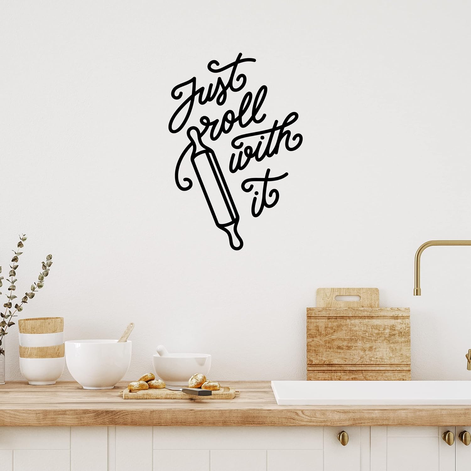 Just Roll With It Kitchen Quote Decals Baking Quote Sticker Removable Peel And Stick Decals