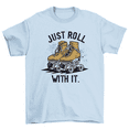 thumbnail image 1 of Just Roll With It Roller Skates 80s Rolling Skating Gift T-Shirt Men Women, 1 of 2