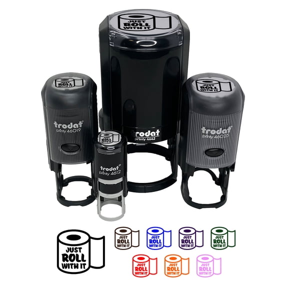 Just Roll with it Toilet Paper Self-Inking Rubber Stamp Ink Stamper - Pink Ink - Small 3/4 Inch