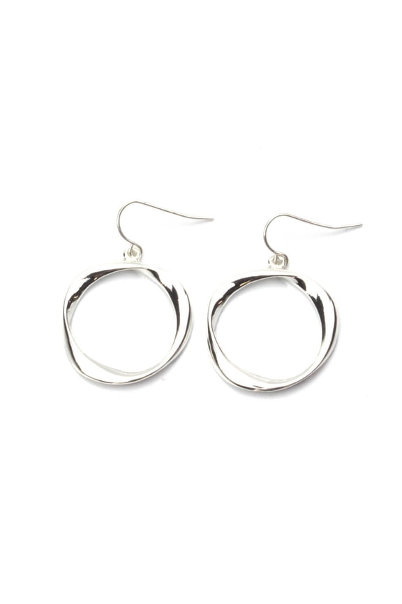 Twisted Circle Drop Hoop Earrings - Versatile Silver Tone Fashion Jewelry for Everyday Wear Silver