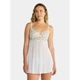 thumbnail image 1 of Just Sexy Lingerie Women’s and Women’s Plus Bridal, Embroidered Babydoll with Sheer G-String, Sizes S-3X, 1 of 8