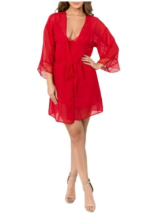 Just Sexy Lingerie Women's Lingerie Long Sleeve Mesh & Lace Robe 