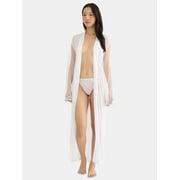 JUST SEXY LINGERIE Women’s and Women's Plus Bridal, Sheer, Long Robe with Embroidered Sleeves, Sizes S-3X