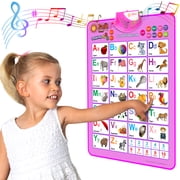 Just Smarty ABCs & 123s Kids Learning Poster, Pink Edition, Toddler, Preschool Letter Recognition