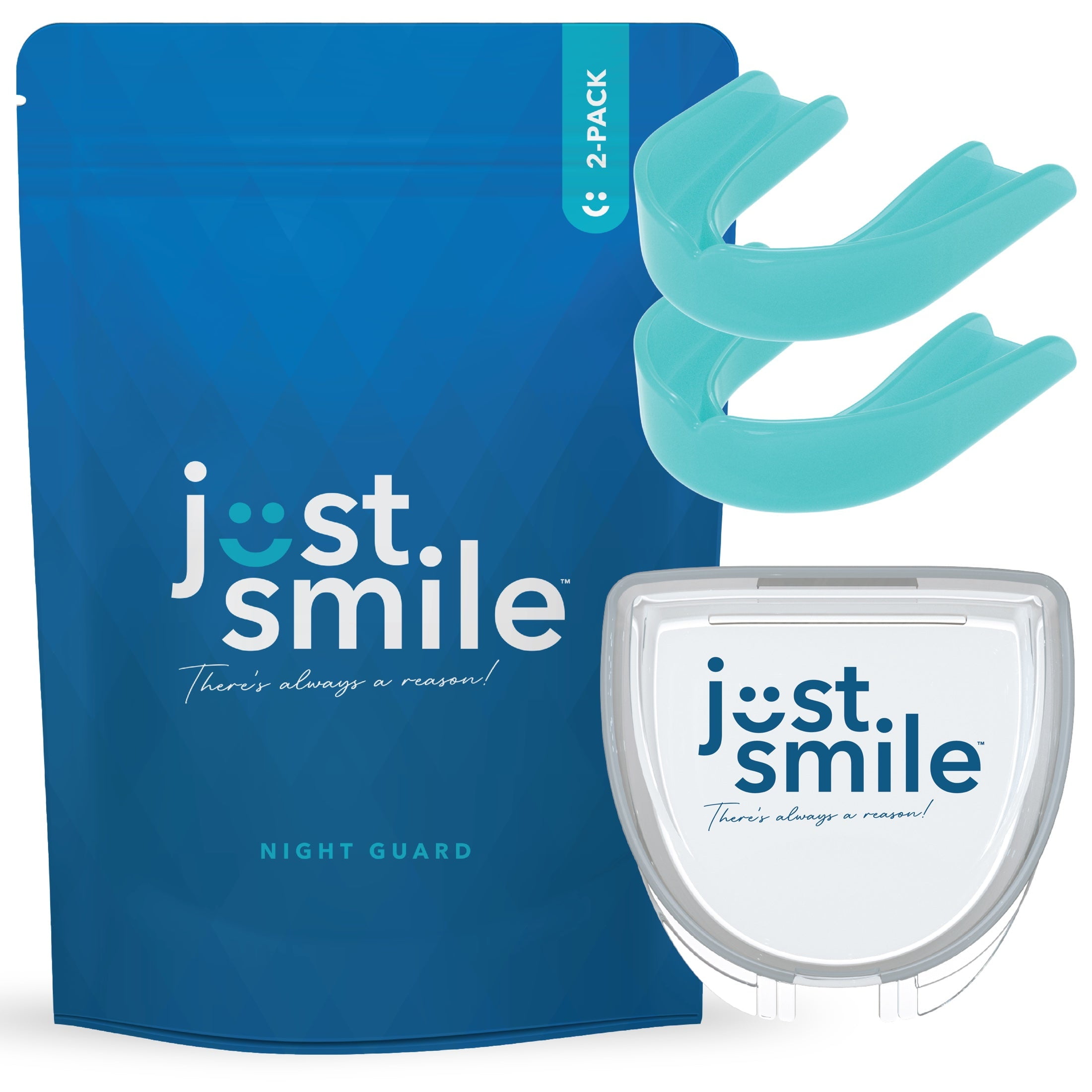 Just Smile Night Guard 2 Pack - Mouth Guard for Teeth Clenching and  Grinding, Comfortable Fit for Light and Heavy Clenching (Aqua)