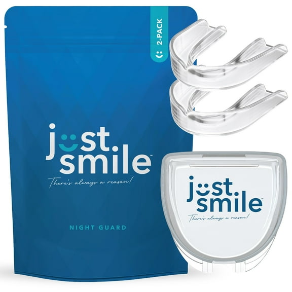 Just Smile Night Guard 2 Pack - Mouth Guard for Teeth Clenching and Grinding, Comfortable Fit for Light and Heavy Clenching (Clear)