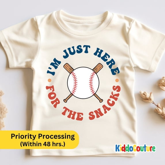 I'M Just Here For The Snacks Shirt For Kids, Kids Baseball Shirt, Softball Baseball Kids Shirt, Baseball Season Kids Shirt TODDLER SHORT SLEEVE TEE BELLA CANVAS 3001T