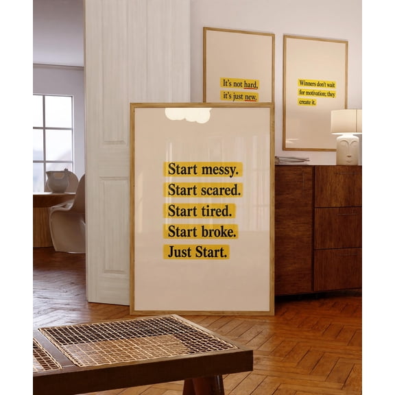Just Start Hustle Wall Art Print, Unframed Paper Poster 8x10in