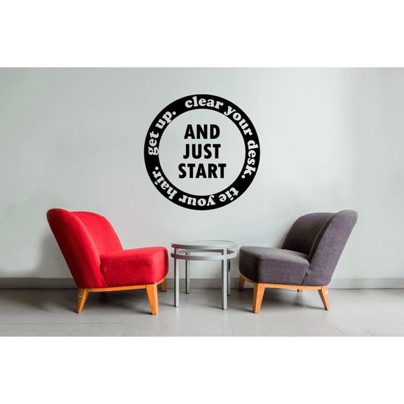 Just Start Quote Classroom Wall Decals Stickers Education Educational Quotes for Teachers Students School Room Nursery Kindergarten Library Home Art Decals Wall Art Vinyl Decoration Size (20x20 inch)