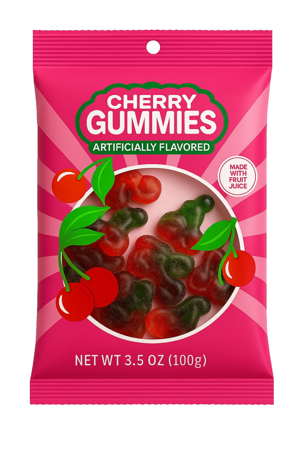 Just Sweet Cherry Gummies, 3.5 oz Bag