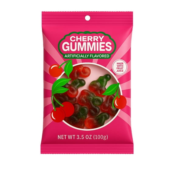 Just Sweet Cherry Gummies, 3.5 oz Bag
