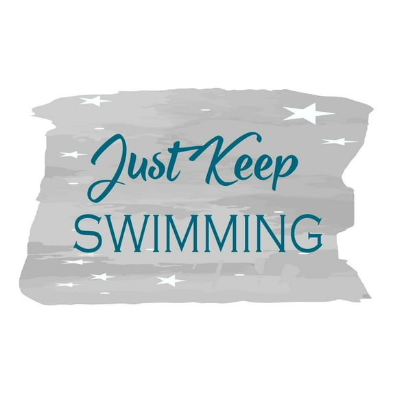 Just Swimming Swimming Cartoon Brave Fish Quote Wall Decal Wall Art Sticker Designs Vinyl Stickers For Home House Walls Rooms Windows Bedroom Decoration Size (28x28 inch)