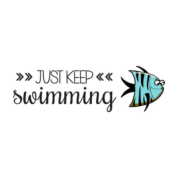Just Swimming Cute colorful Fish swimming Inspiting Quote Design Wall Art Sticker Designs Vinyl Stickers For Home House Walls Rooms Windows Bedroom Decoration Size (26x26 inch)
