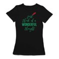 thumbnail image 1 of Just Think Of A Wonderful Thought Quote Women Black T-Shirt, Female Small, 1 of 4