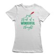 thumbnail image 1 of Just Think Of A Wonderful Thought Quote Women White T-Shirt, Female x-Large, 1 of 4
