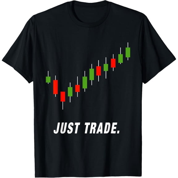 Just Trade Candlestick Stock Market T-Shirt for TradersMen and women, White Black T-shirt, size: Extra large S-4XL