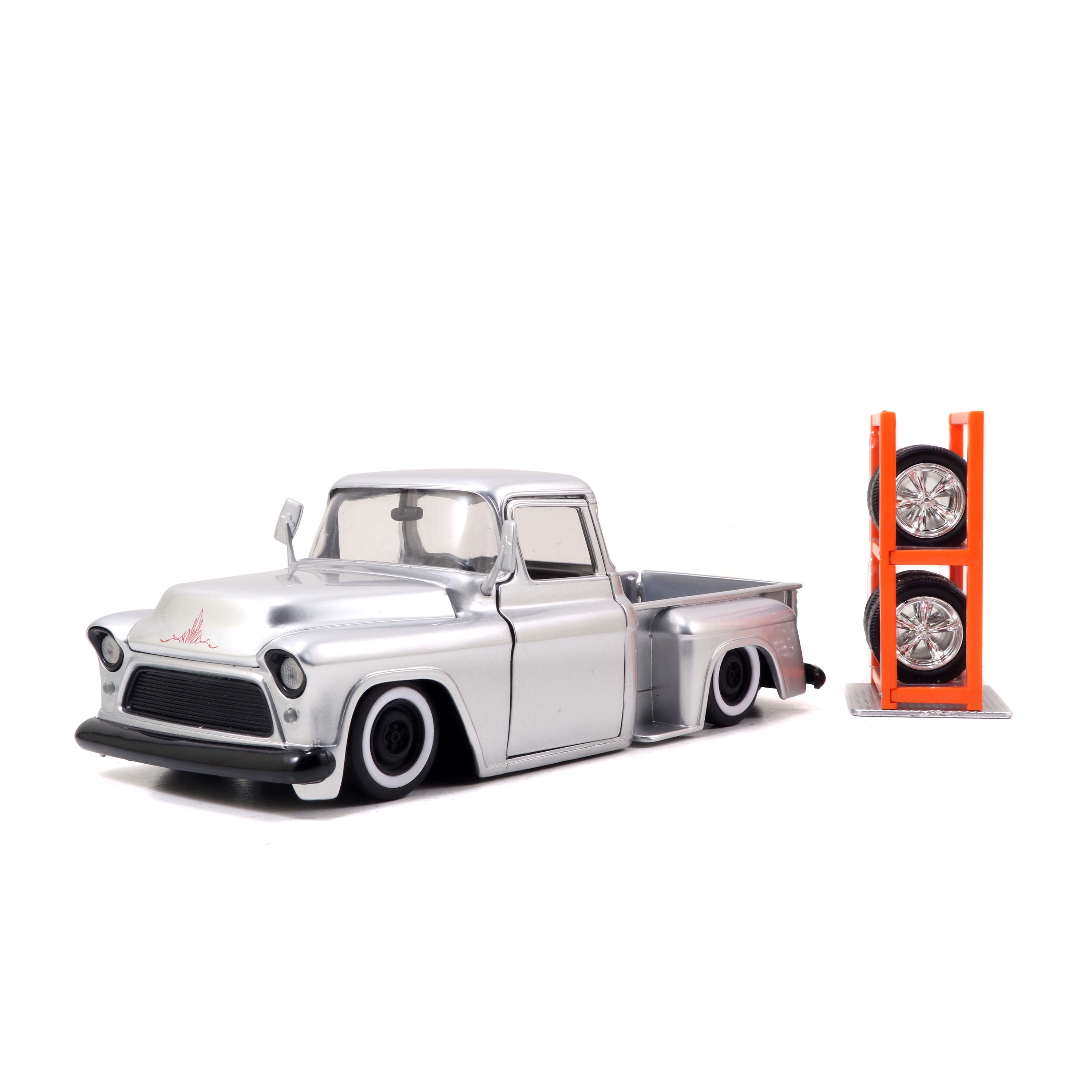 Just Trucks 1:24 Diecast W11 1955 Chevy Stepside Pick-Up, Candy Silver
