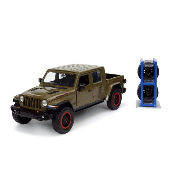 2020 Jeep Gladiator Rubicon Pickup Truck Dark Green Metallic with Extra Wheels "Just Trucks" 1/24 Diecast Model Car by Jada