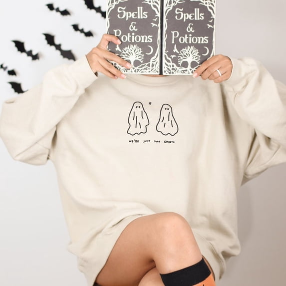 Just Two Spooky Fellows Halloween Embroidered Crewneck