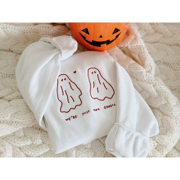 Just Two Spooky Fellows Halloween Embroidered Crewneck