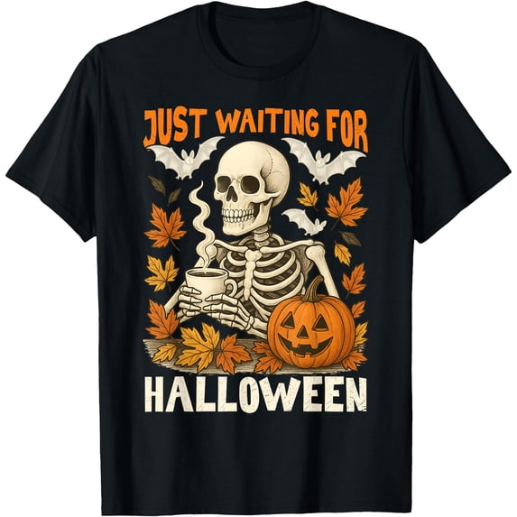 Just Waiting For Halloween Fall Autumn T-Shirt - Walmart.com